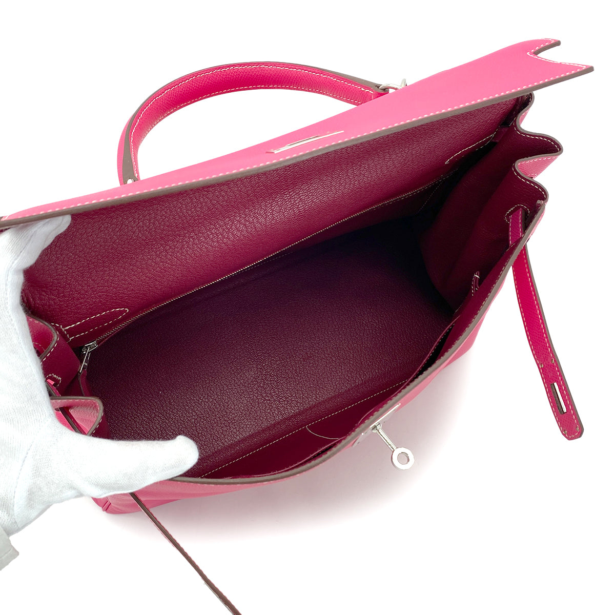 HERMES CANDY KELLY 35 ROSE TYRIEN TOSCA EPSOM HAND BAG □P SHW 90281430
