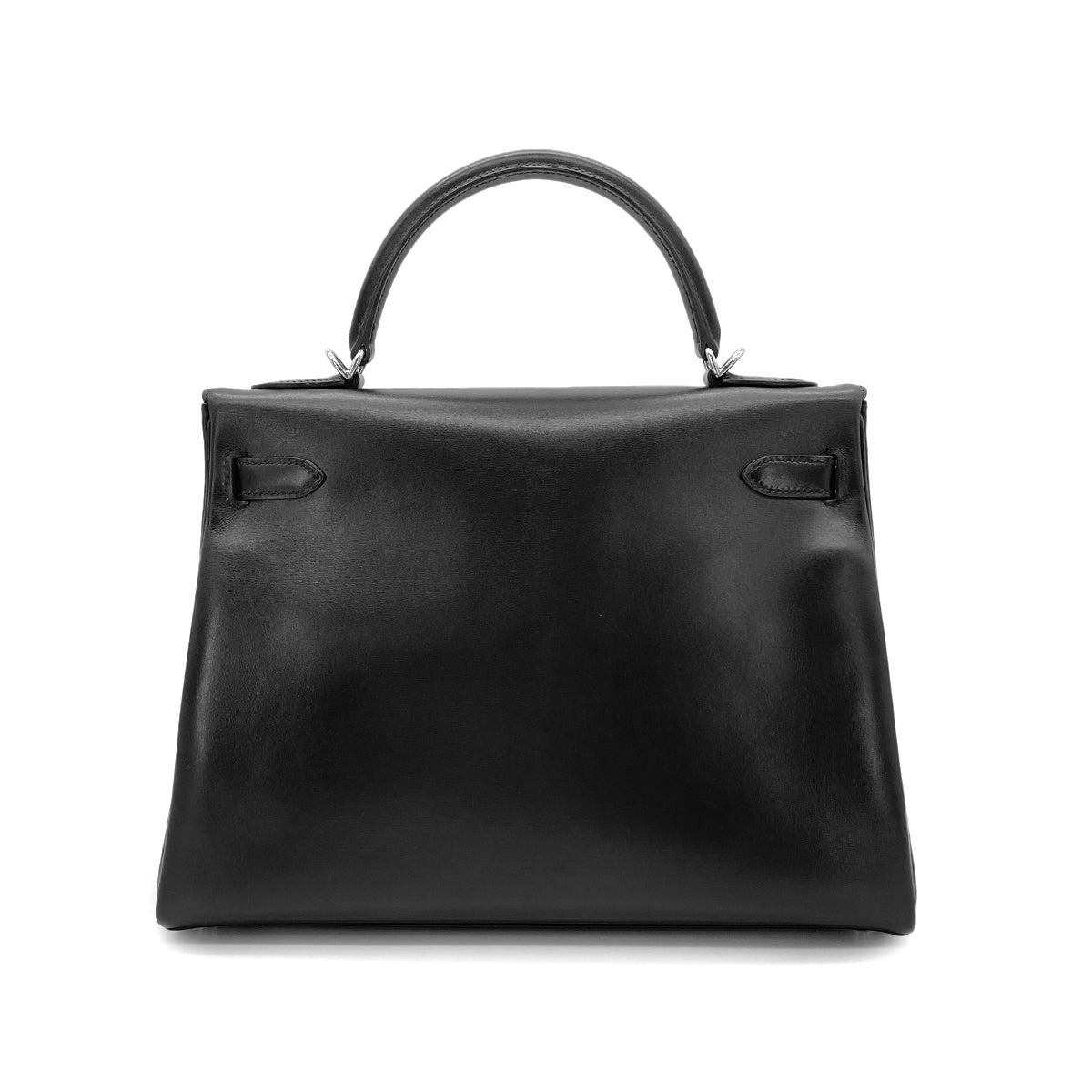HERMES KELLY 32 RETOURNE BLACK BOX CALF HAND SHOULDER BAG □H SHW 90281434