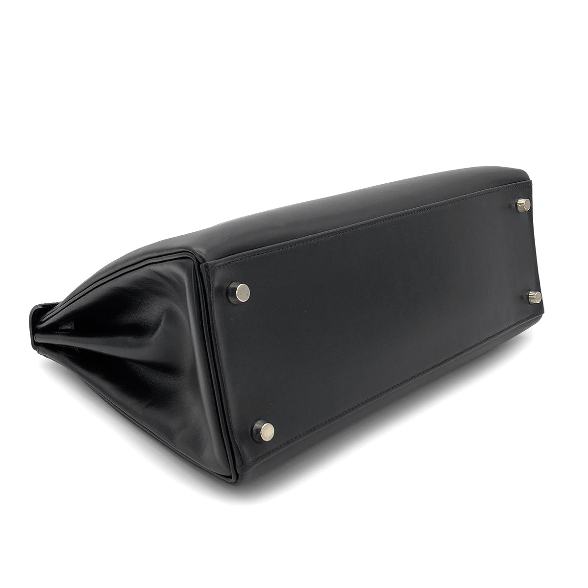 HERMES KELLY 32 RETOURNE BLACK BOX CALF HAND SHOULDER BAG □H SHW 90281434