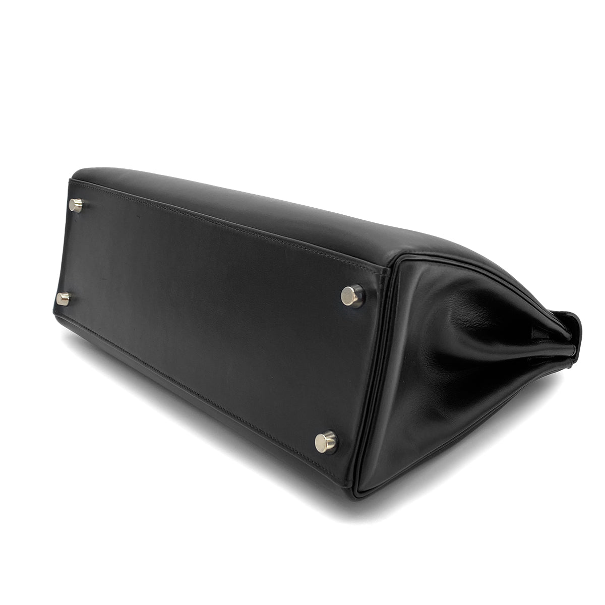 HERMES KELLY 32 RETOURNE BLACK BOX CALF HAND SHOULDER BAG □H SHW 90281434