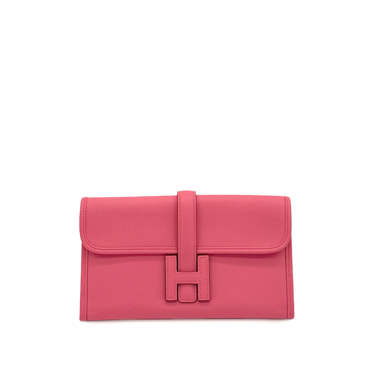 HERMES JIGE DUO ROSE AZALEE SWIFT CLUTCH BAG A 90281435