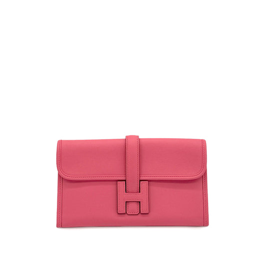 HERMES JIGE DUO ROSE AZALEE SWIFT CLUTCH BAG A 90281435