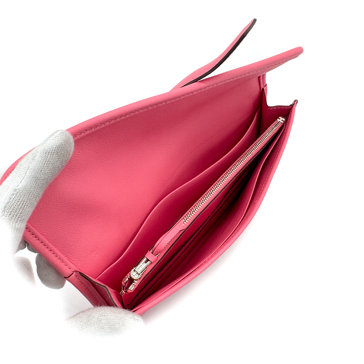 HERMES JIGE DUO ROSE AZALEE SWIFT CLUTCH BAG A 90281435