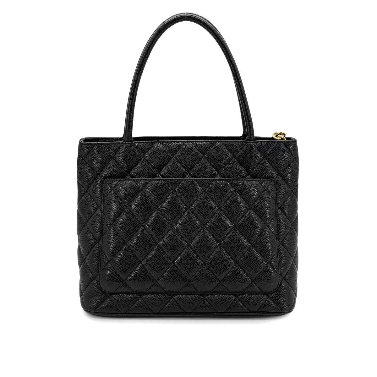 CHANEL VINTAGE MEDALLION TOTE BAG BLACK CAVIAR SKIN 90281436