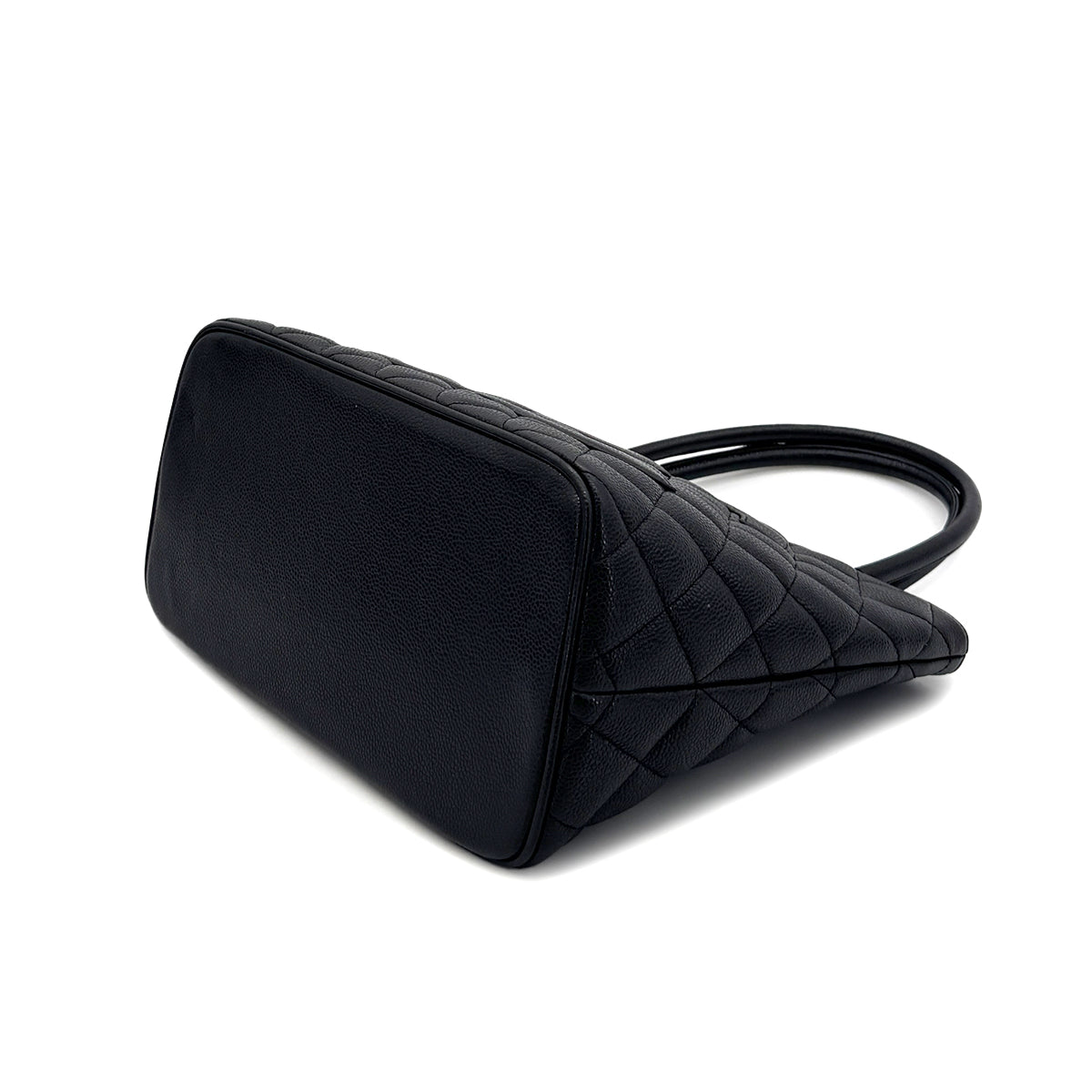 CHANEL VINTAGE MEDALLION TOTE BAG BLACK CAVIAR SKIN 90281436