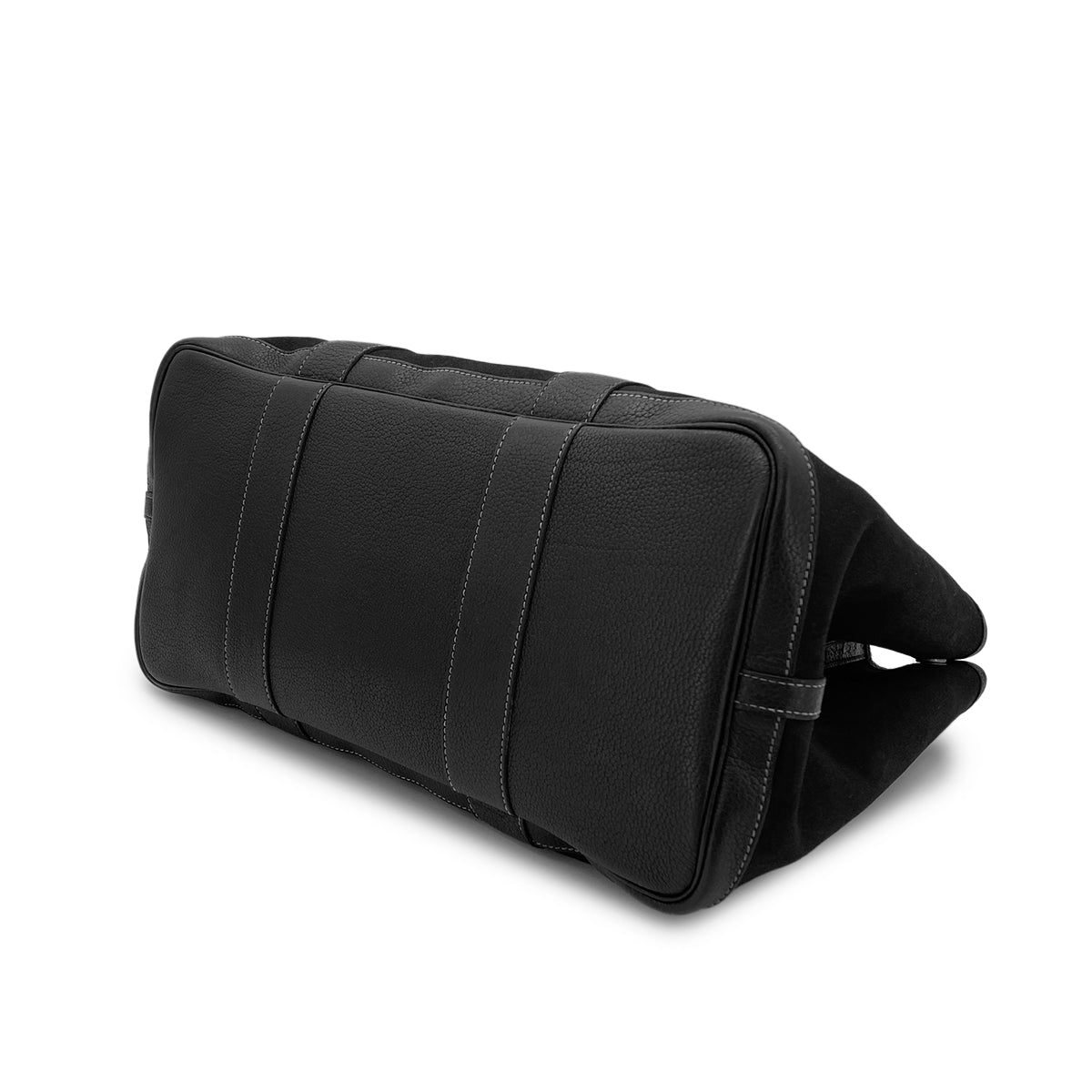 HERMES GARDEN PARTY PM BLACK TOILE OFFICIER VACHETTE CRISPE FJORD HAND BAG □G 90281439