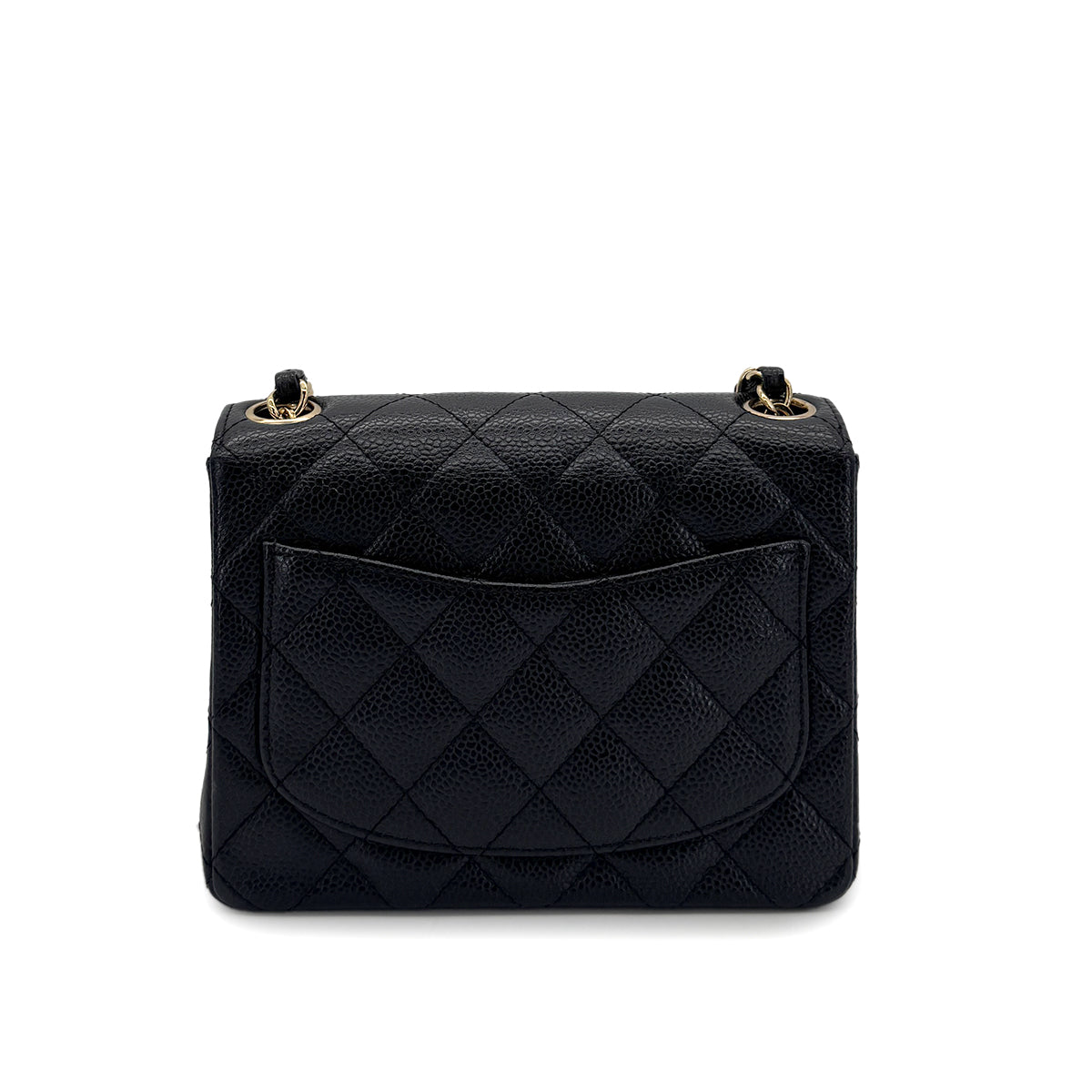 CHANEL VINTAGE MINI SQUARE 17 CHAIN SHOULDER BAG BLACK CAVIAR SKIN 90281440