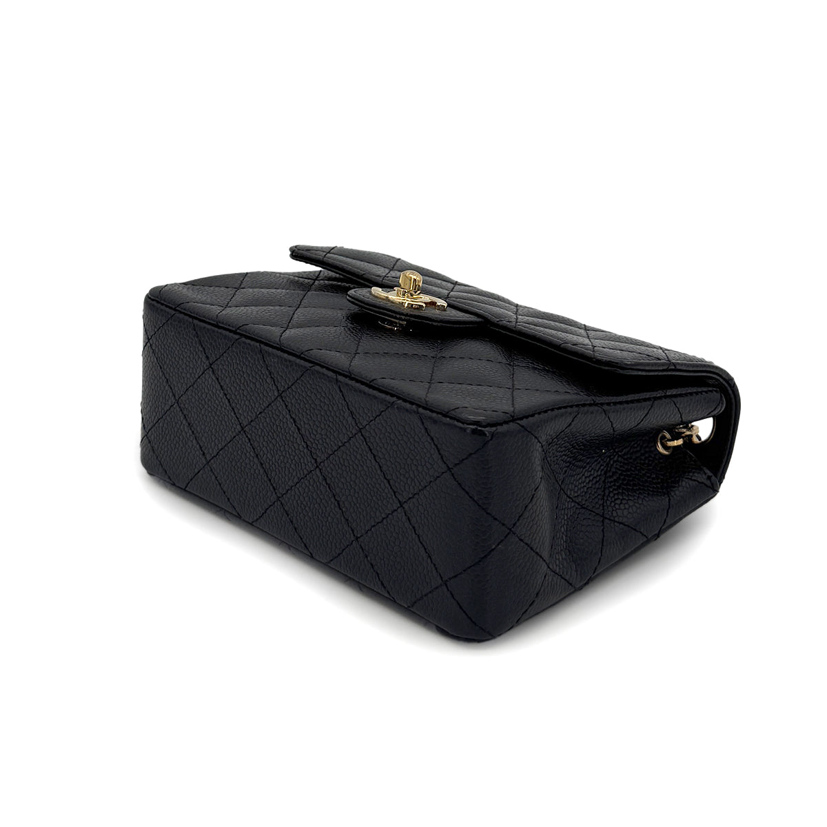 CHANEL VINTAGE MINI SQUARE 17 CHAIN SHOULDER BAG BLACK CAVIAR SKIN 90281440