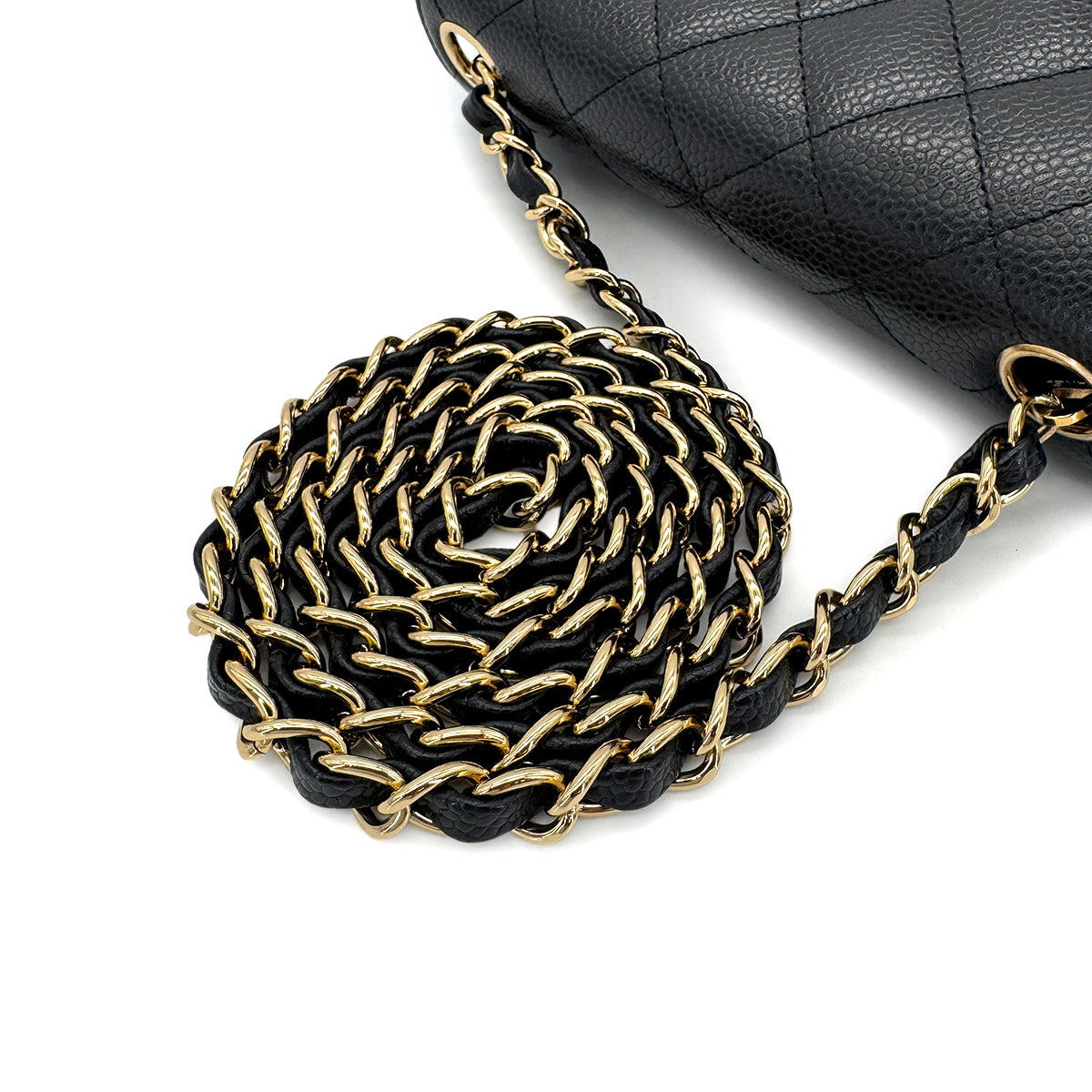 CHANEL VINTAGE MINI SQUARE 17 CHAIN SHOULDER BAG BLACK CAVIAR SKIN 90281440