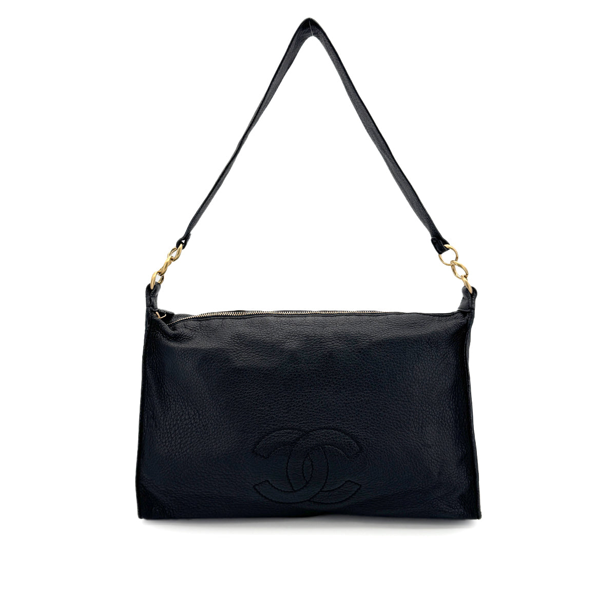 CHANEL VINTAGE COCOMARK SHOULDER BAG BLACK LEATHER 90281442