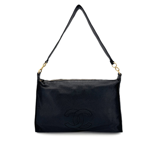 CHANEL VINTAGE COCOMARK SHOULDER BAG BLACK LEATHER 90281442