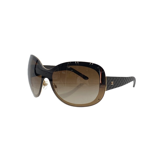 CHANEL SUNGLASSES COCOMARK MATELASSE BROWN GOLD EYEWEAR 90281537