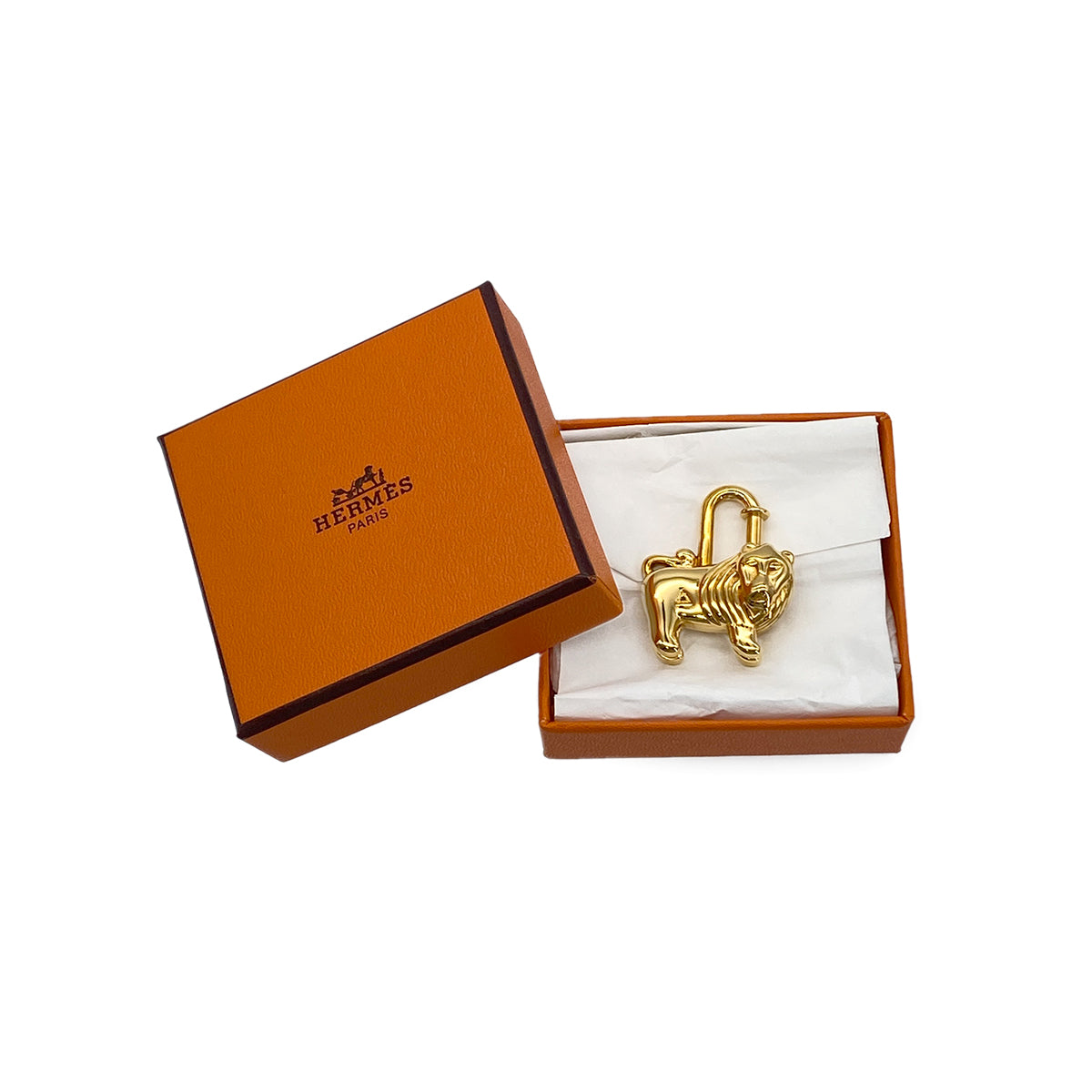 HERMES LION CADENA BAG CHARM GOLD 1997 I'AFRIQU 90281547
