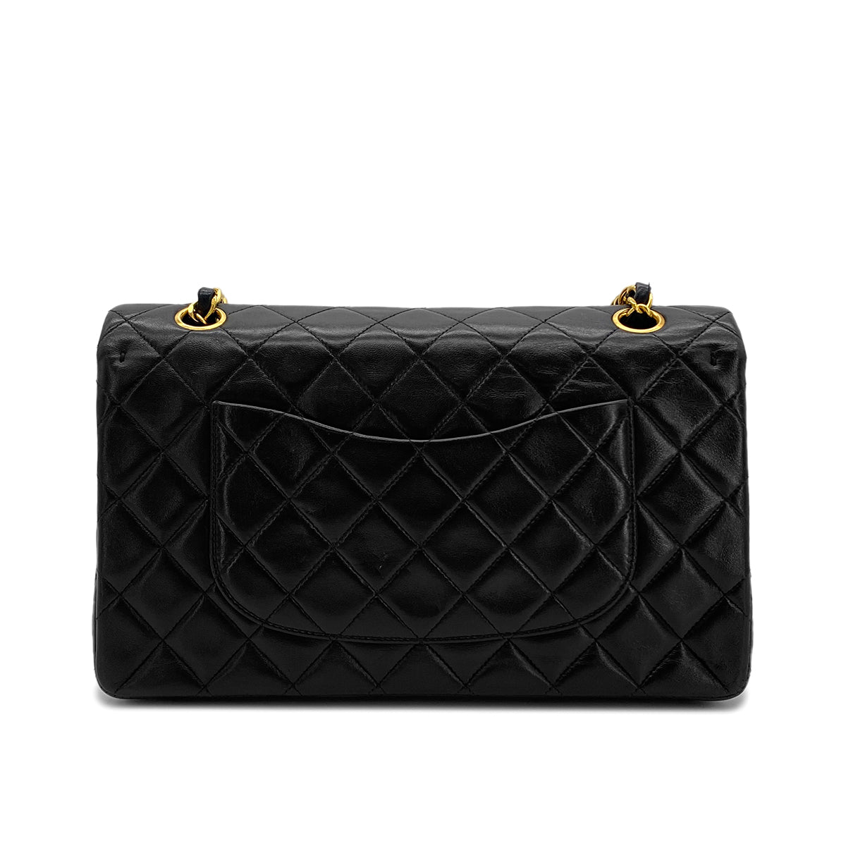 CHANEL VINTAGE CLASSIC FLAP MEDIUM CHAIN SHOULDER BAG BLACK LAMB SKIN 90281816