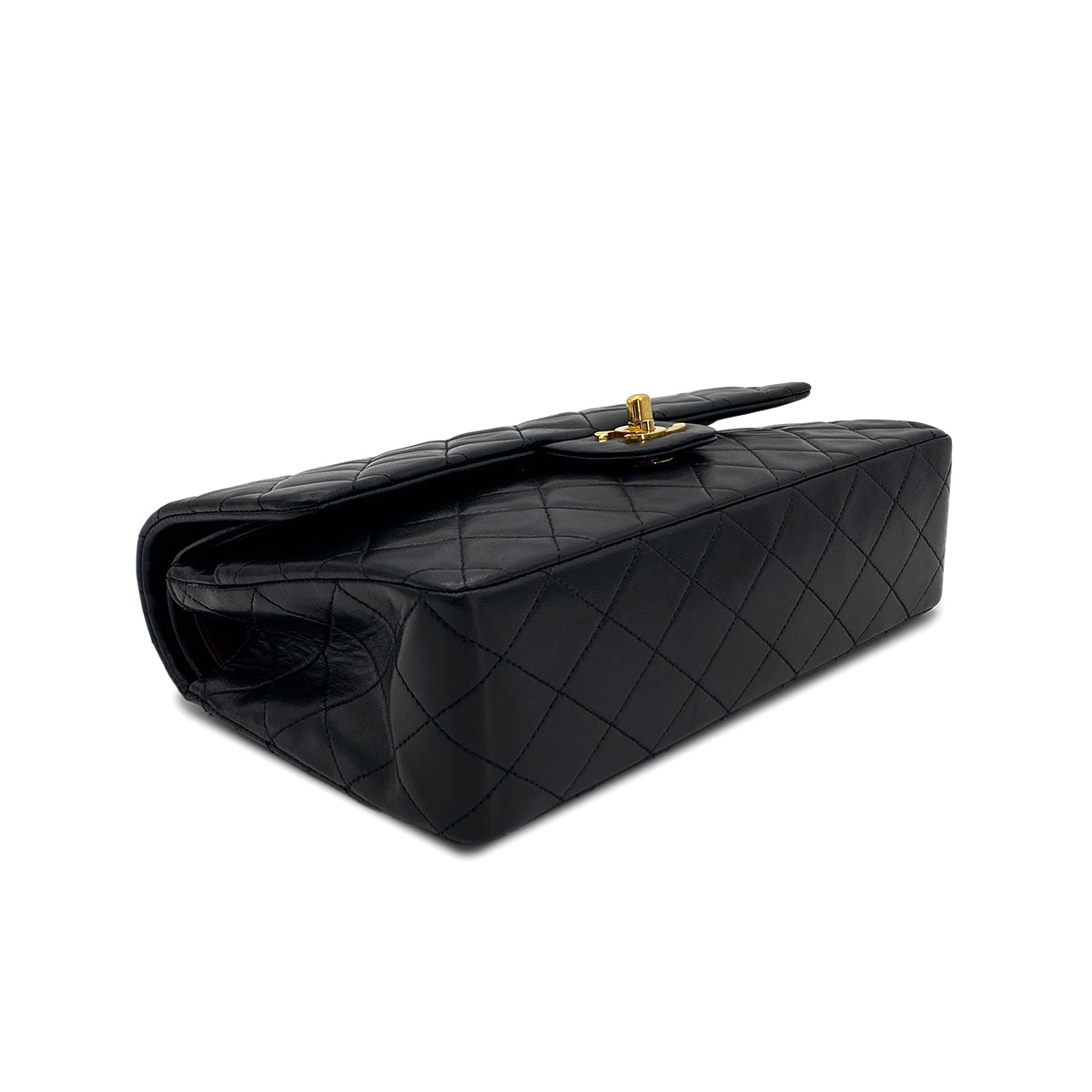 CHANEL VINTAGE CLASSIC FLAP MEDIUM CHAIN SHOULDER BAG BLACK LAMB SKIN 90281816