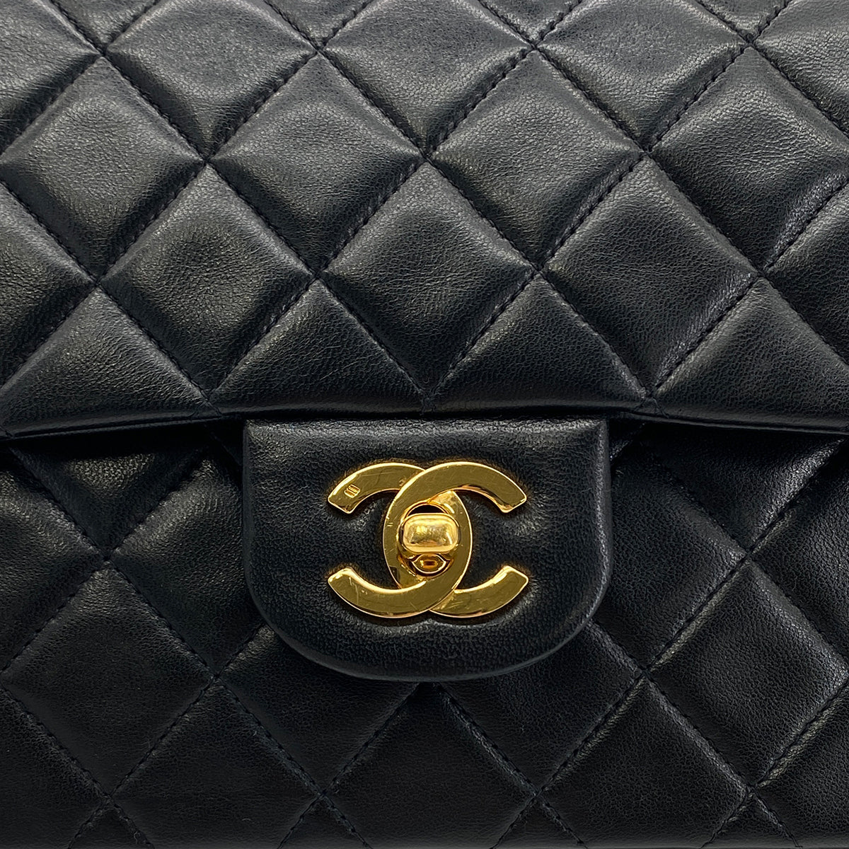 CHANEL VINTAGE CLASSIC FLAP MEDIUM CHAIN SHOULDER BAG BLACK LAMB SKIN 90281816