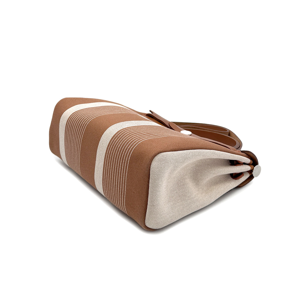 HERMES HER BAG ZIP PM 31 FAUVE PALLADIUM HARDWARE VACHE HUNTER TOILE H TOTE SHOULDER BAG Z 90281817