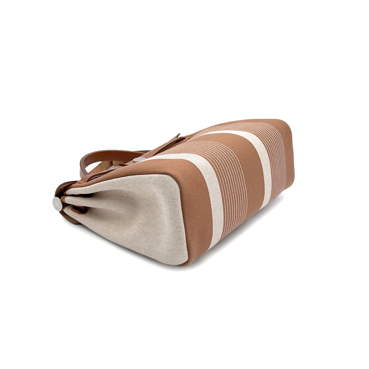 HERMES HER BAG ZIP PM 31 FAUVE PALLADIUM HARDWARE VACHE HUNTER TOILE H TOTE SHOULDER BAG Z 90281817