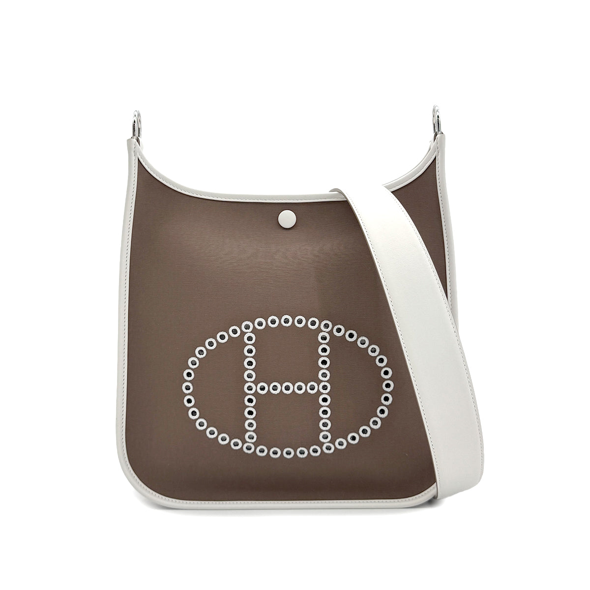 HERMES NEO EVELYNE PM ETOUPE GRIS PERLE TOILE OFFICER SWIFT SHOULDER BAG W 90281821