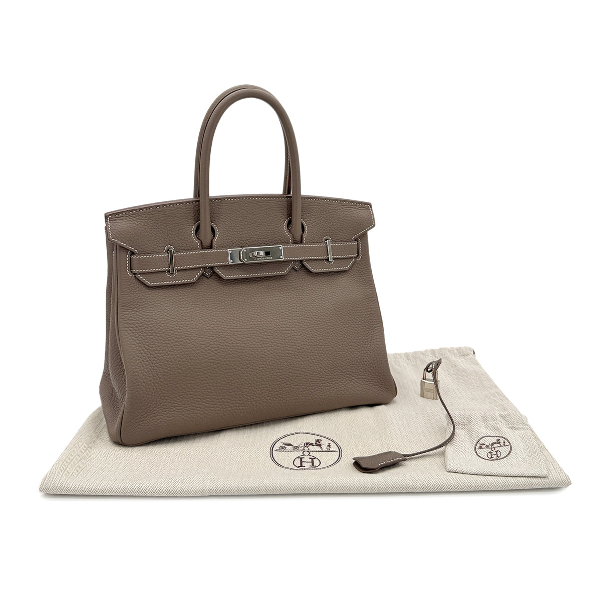 HERMES BIRKIN 30 ETOUPE TAURILLON CLEMENCE HAND BAG □R SHW 90281823