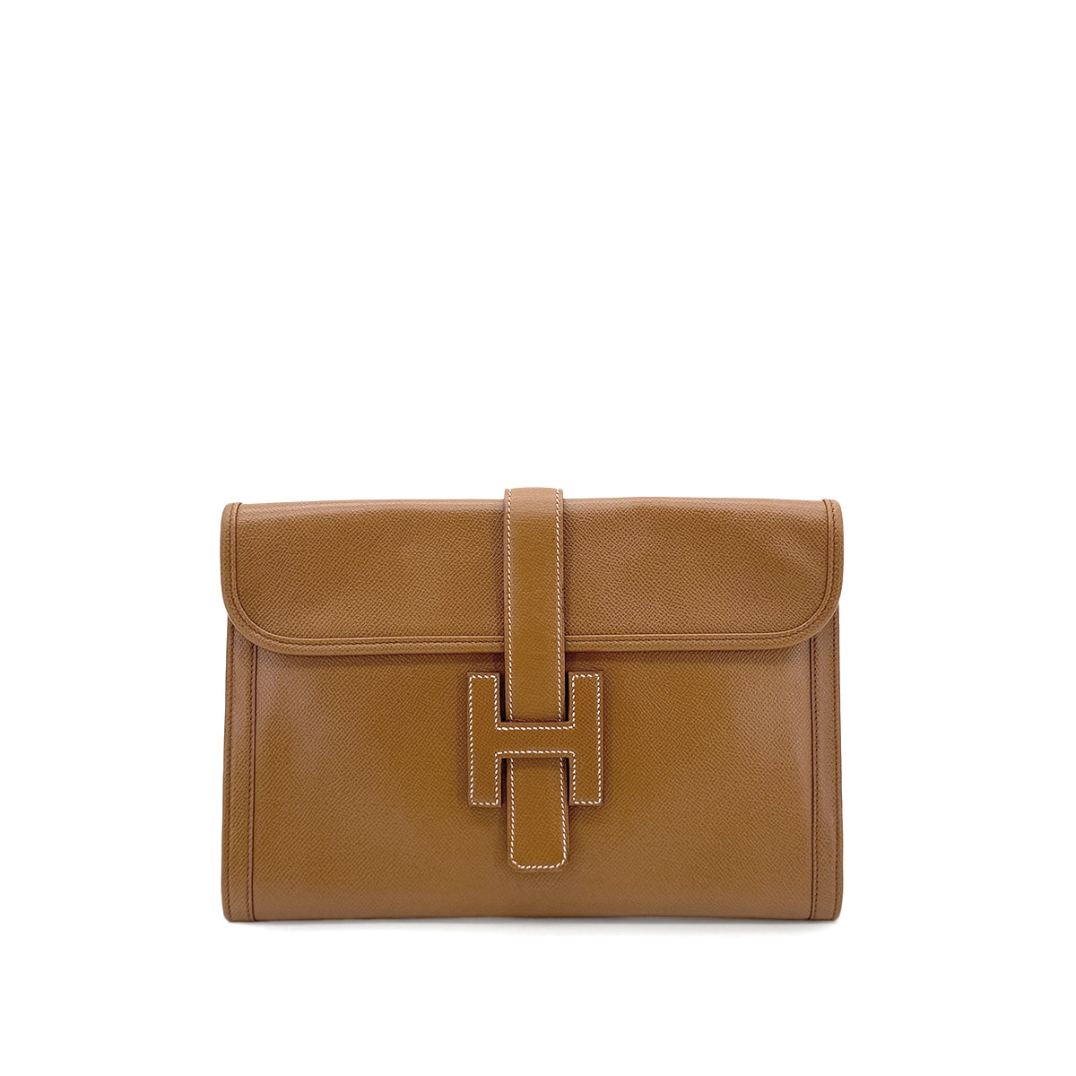 HERMES JIGE CLUTCH BAG GOLD COUCHEVEL 〇U 90281824