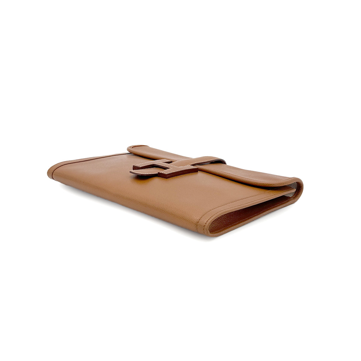 HERMES JIGE CLUTCH BAG GOLD COUCHEVEL 〇U 90281824