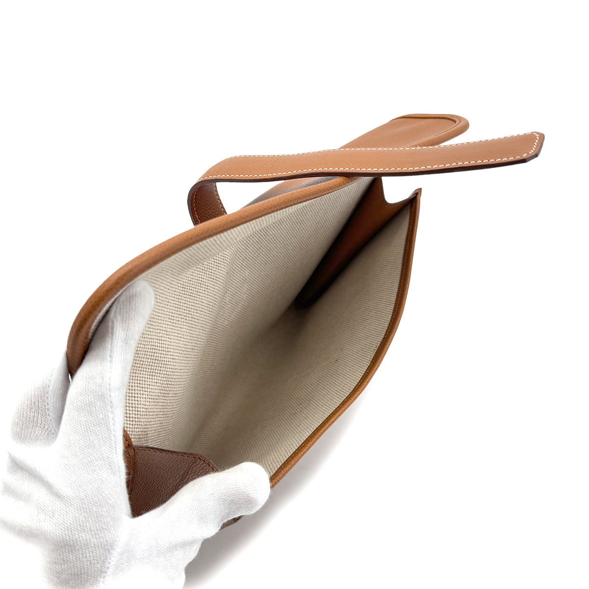 HERMES JIGE CLUTCH BAG GOLD COUCHEVEL 〇U 90281824