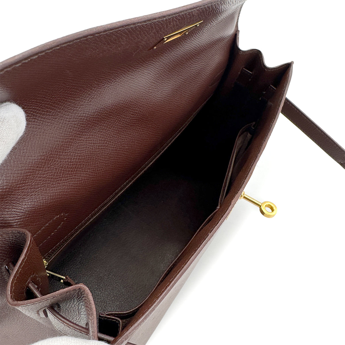 HERMES KELLY 32 SELLIER HAVANE COUCHEVEL HAND SHOULDER BAG 〇Z GHW 90281825