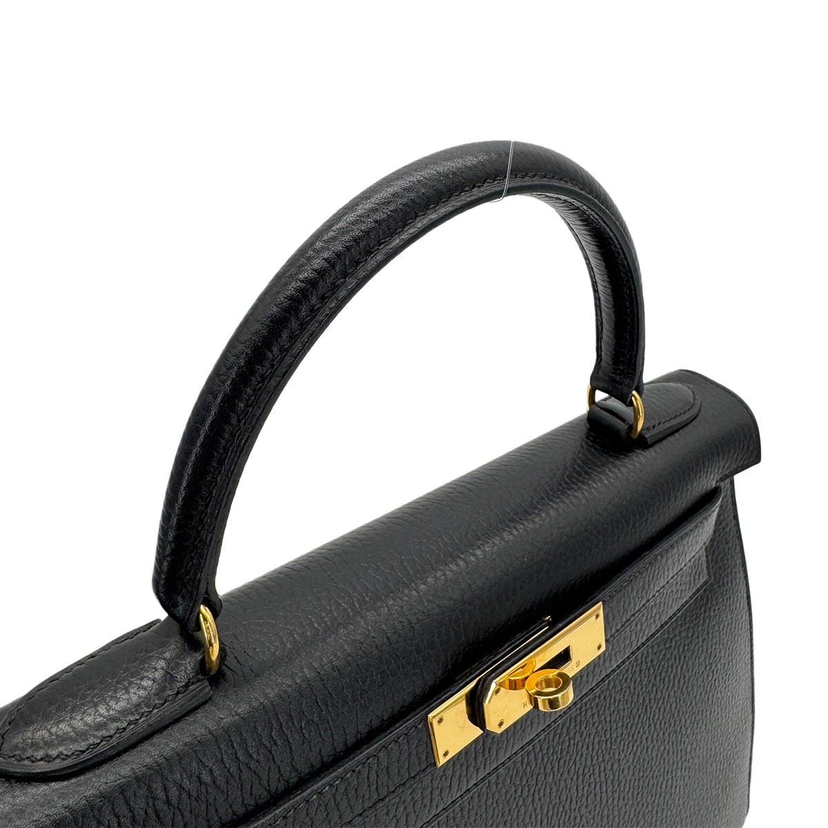 HERMES KELLY 28 SELLIER BLACK ARDENNES HAND SHOULDER BAG 〇Z GHW 90281826