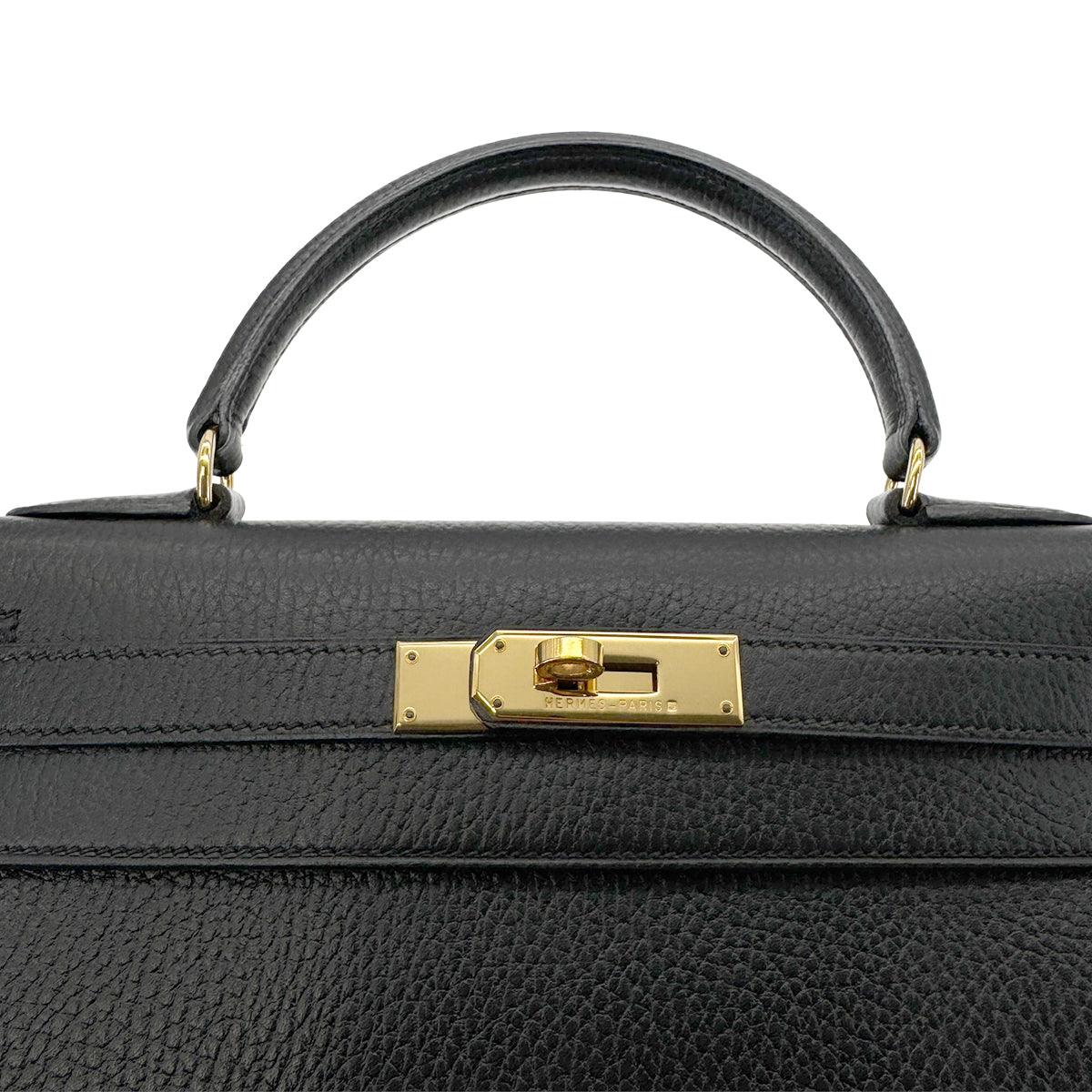 HERMES KELLY 28 SELLIER BLACK ARDENNES HAND SHOULDER BAG 〇Z GHW 90281826