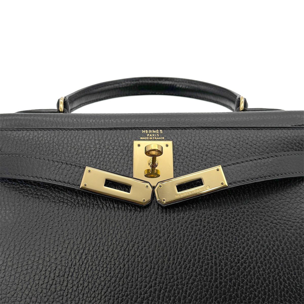 HERMES KELLY 28 SELLIER BLACK ARDENNES HAND SHOULDER BAG 〇Z GHW 90281826