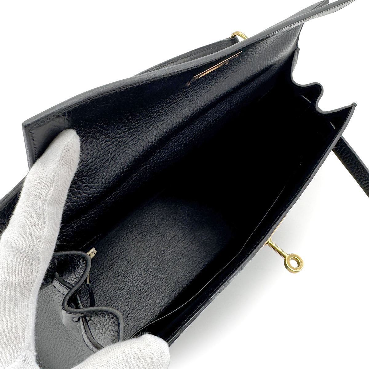 HERMES KELLY 28 SELLIER BLACK ARDENNES HAND SHOULDER BAG 〇Z GHW 90281826