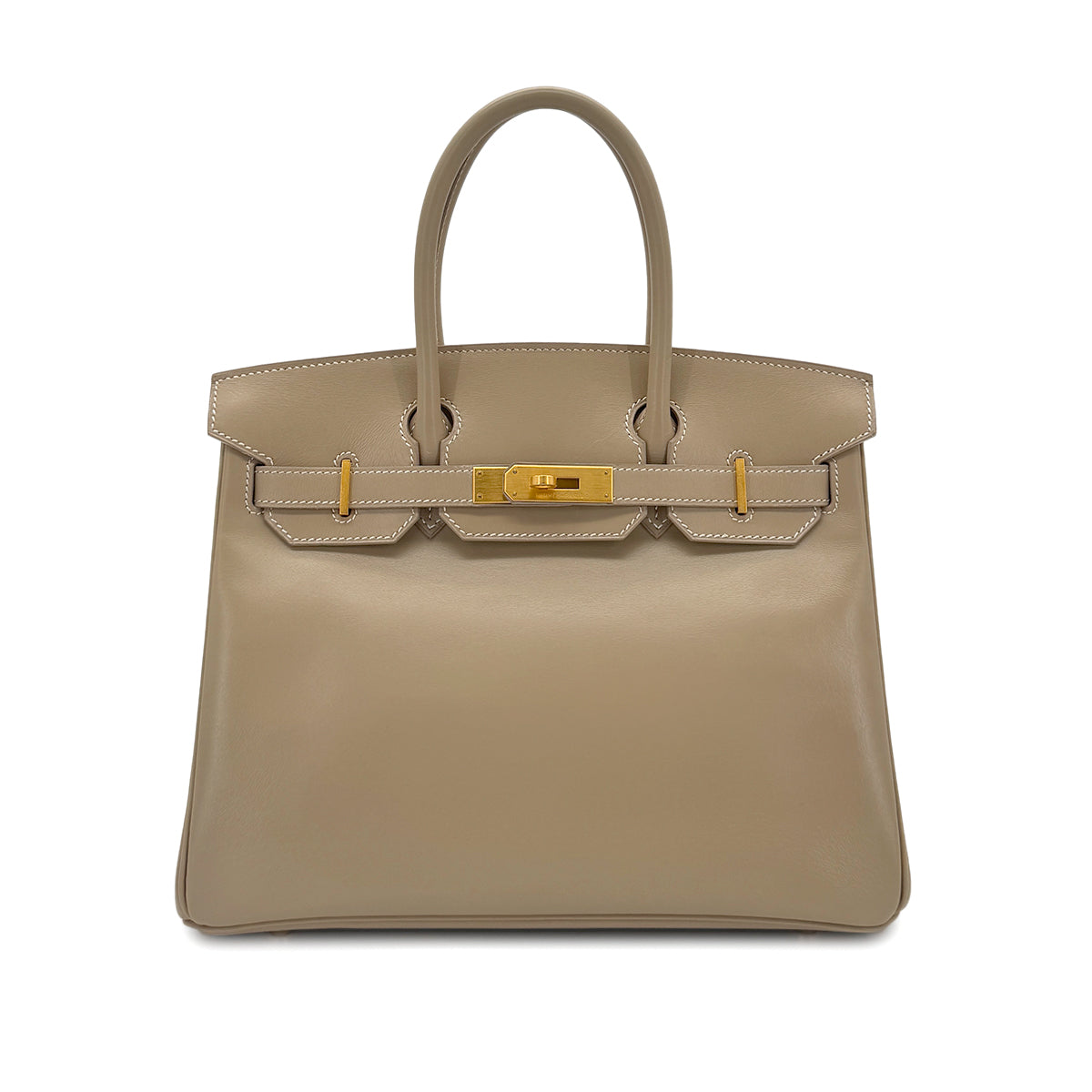 HERMES BIRKIN 30 GRIS TOURTERELLE BOX CALF HAND BAG □I GHW 90281827