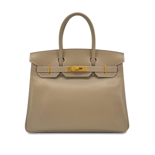 HERMES BIRKIN 30 GRIS TOURTERELLE BOX CALF HAND BAG □I GHW 90281827