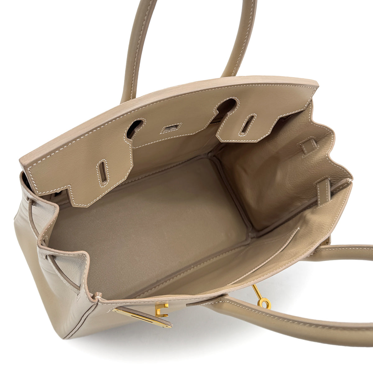 HERMES BIRKIN 30 GRIS TOURTERELLE BOX CALF HAND BAG □I GHW 90281827