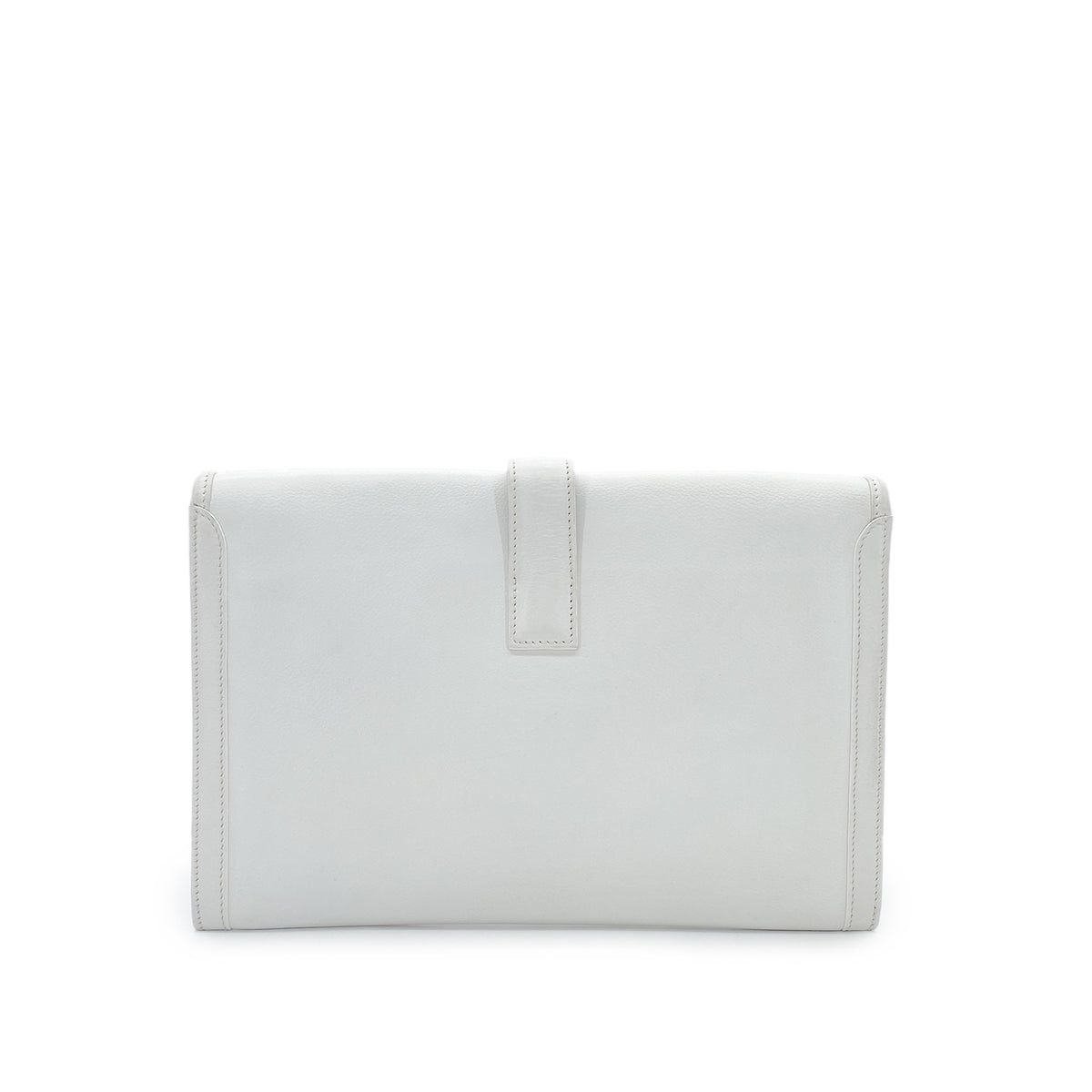 HERMES JIGE CLUTCH BAG WHITE VEAU GRAINE 〇P 90281832