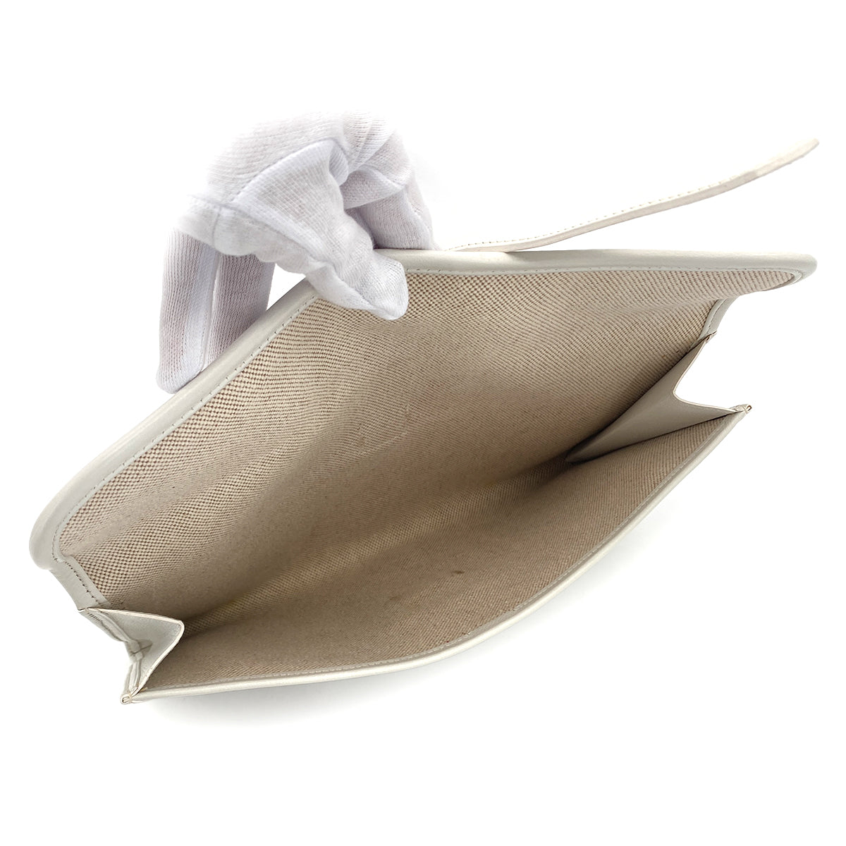 HERMES JIGE CLUTCH BAG WHITE VEAU GRAINE 〇P 90281832