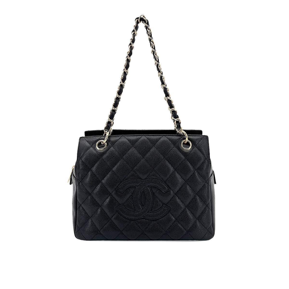 CHANEL VINTAGE COCOMARK CHAIN TOTE BAG BLACK CAVIAR SKIN 90281833