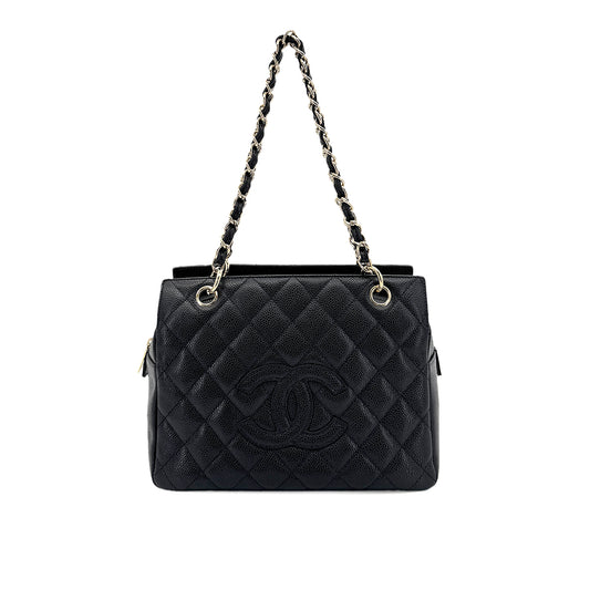CHANEL VINTAGE COCOMARK CHAIN TOTE BAG BLACK CAVIAR SKIN 90281833