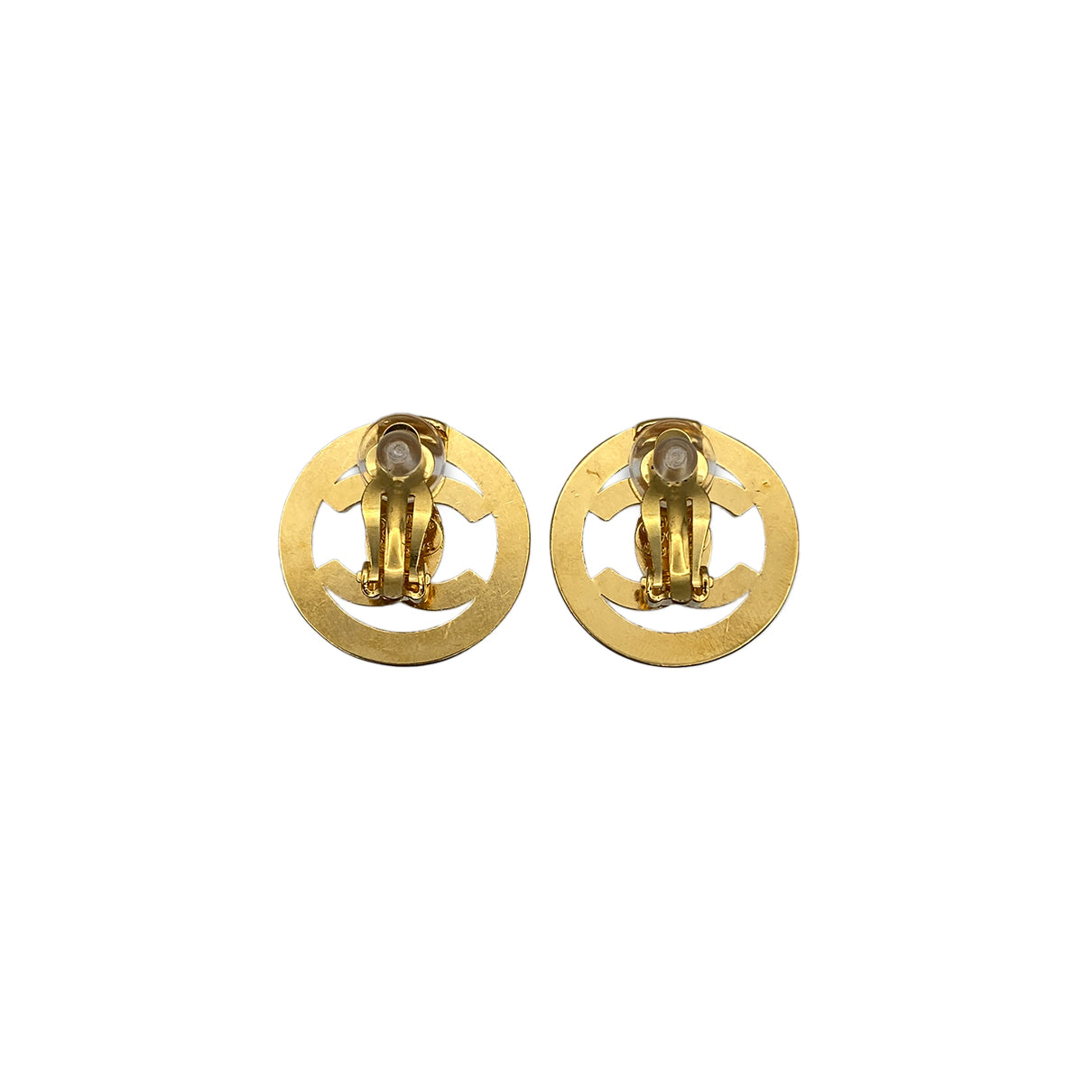 CHANEL VINTAGE EARRINGS TURN LOCK GOLD ACCESSORY 97P 90281844