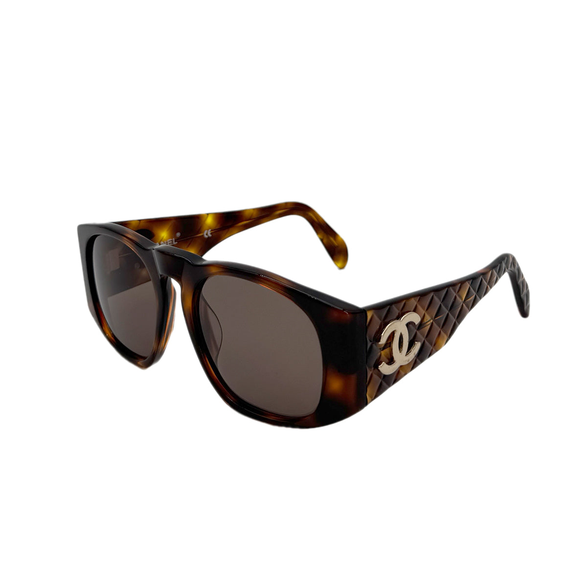 CHANEL VINTAGE SUNGLASSES COCOMARK MATELASSE BROWN TORTOISESHELL EYEWEAR 90281853