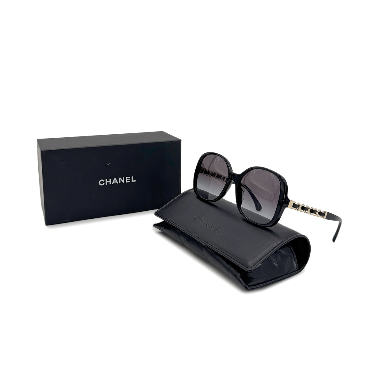 CHANEL SUNGLASSES BLACK CHAIN EYEWEAR 90281859