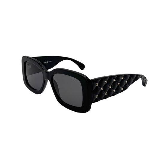 CHANEL VINTAGE SUNGLASSES COCOMARK MATELASSE BLACK GOLD EYEWEAR 90281860