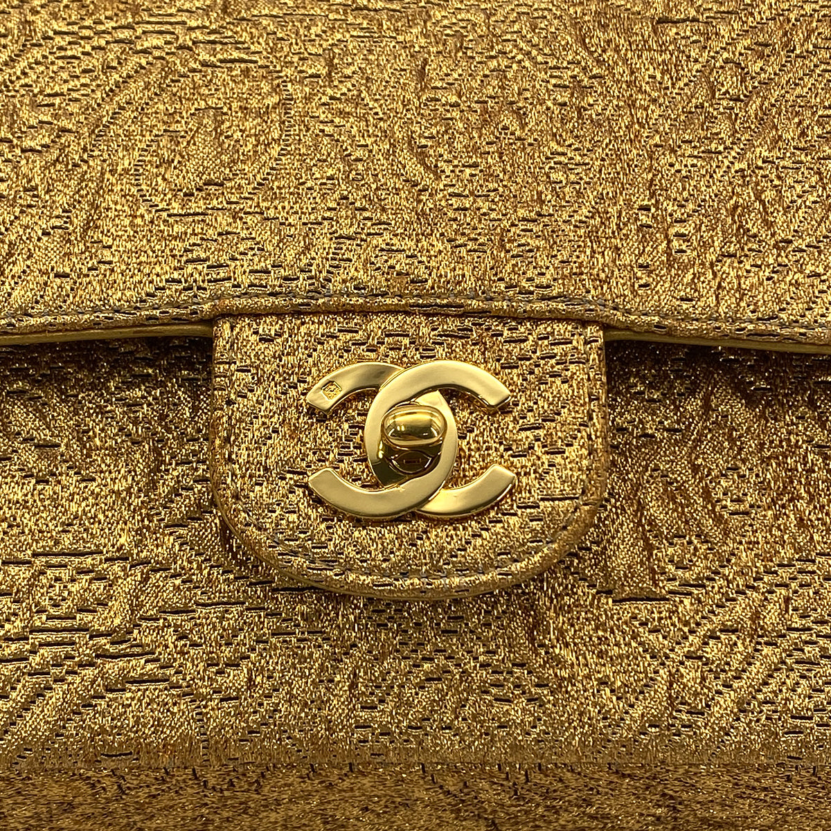 CHANEL VINTAGE CHAIN SHOULDER BAG NISHIJIN TEXTILE GOLD 90282046