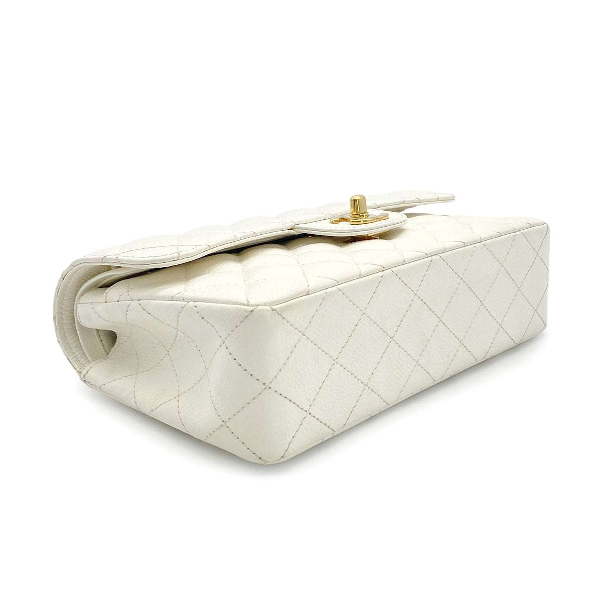 CHANEL VINTAGE CLASSIC FLAP SMALL CHAIN SHOULDER BAG WHITE CAVIAR SKIN 90282047