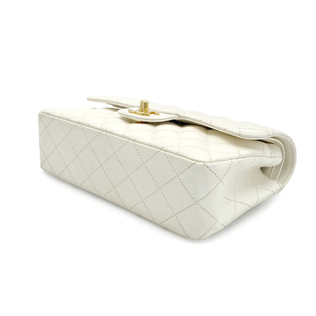 CHANEL VINTAGE CLASSIC FLAP SMALL CHAIN SHOULDER BAG WHITE CAVIAR SKIN 90282047