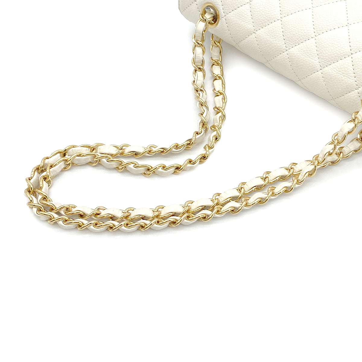 CHANEL VINTAGE CLASSIC FLAP SMALL CHAIN SHOULDER BAG WHITE CAVIAR SKIN 90282047