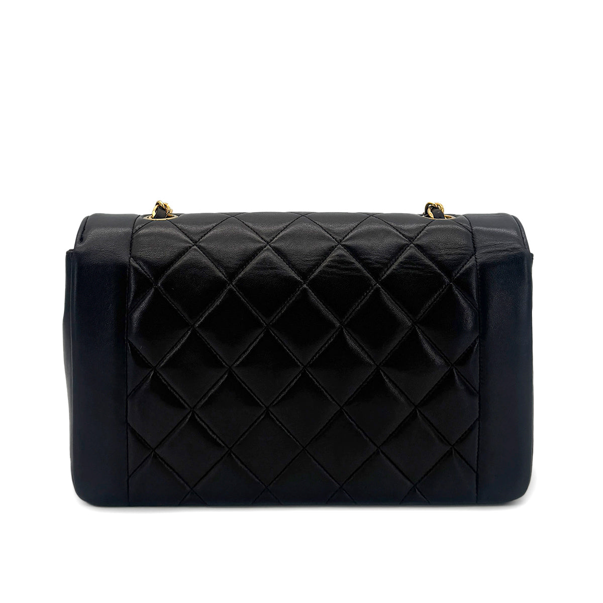 CHANEL VINTAGE DIANA MEDIUM CHAIN SHOULDER BAG BLACK LAMB SKIN 90282048