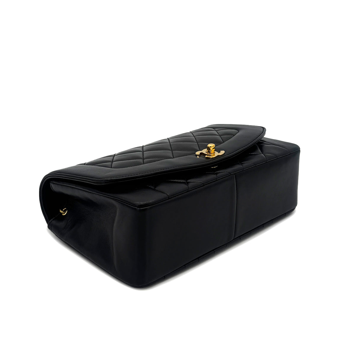 CHANEL VINTAGE DIANA MEDIUM CHAIN SHOULDER BAG BLACK LAMB SKIN 90282048