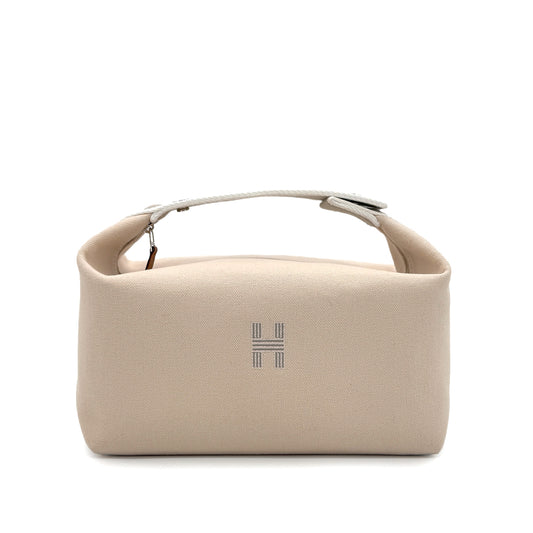 HERMES BRIDE A BRAC GM NATUREL TOILE H POUCH HAND BAG 90282050
